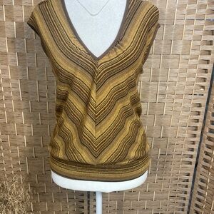 Forever 21 Brown and Gold Striped Knit Top